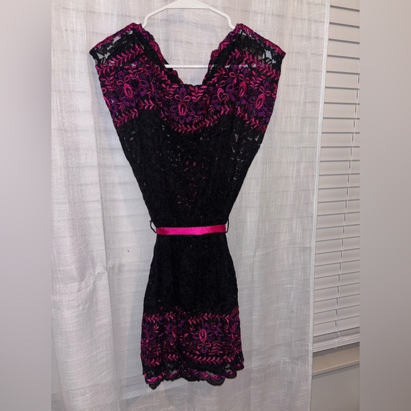 Vintage Betsey Johnson Black Lace Embroidered Dress - Picture 3 of 5